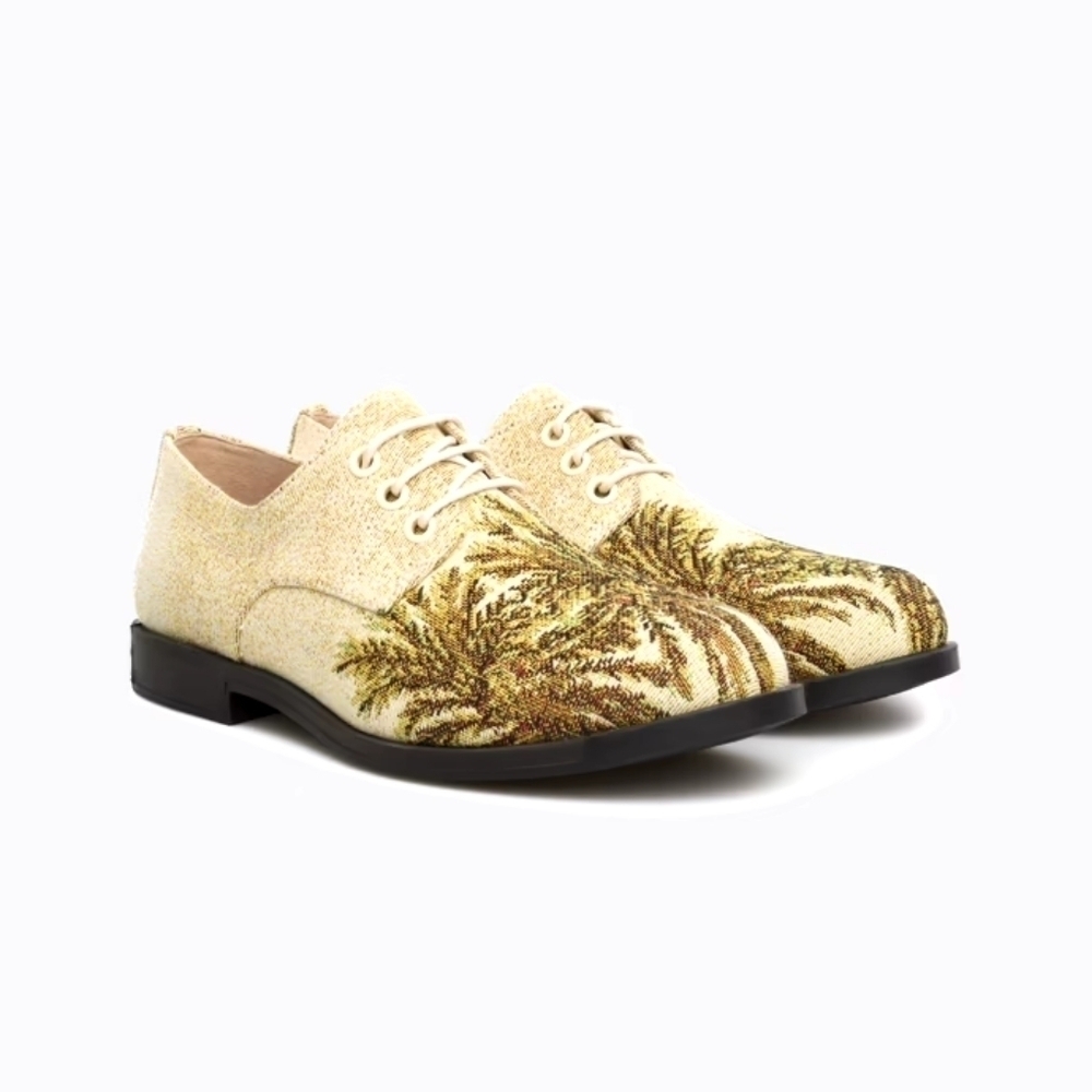 Camper twin leather/ Canvass printed shoes.